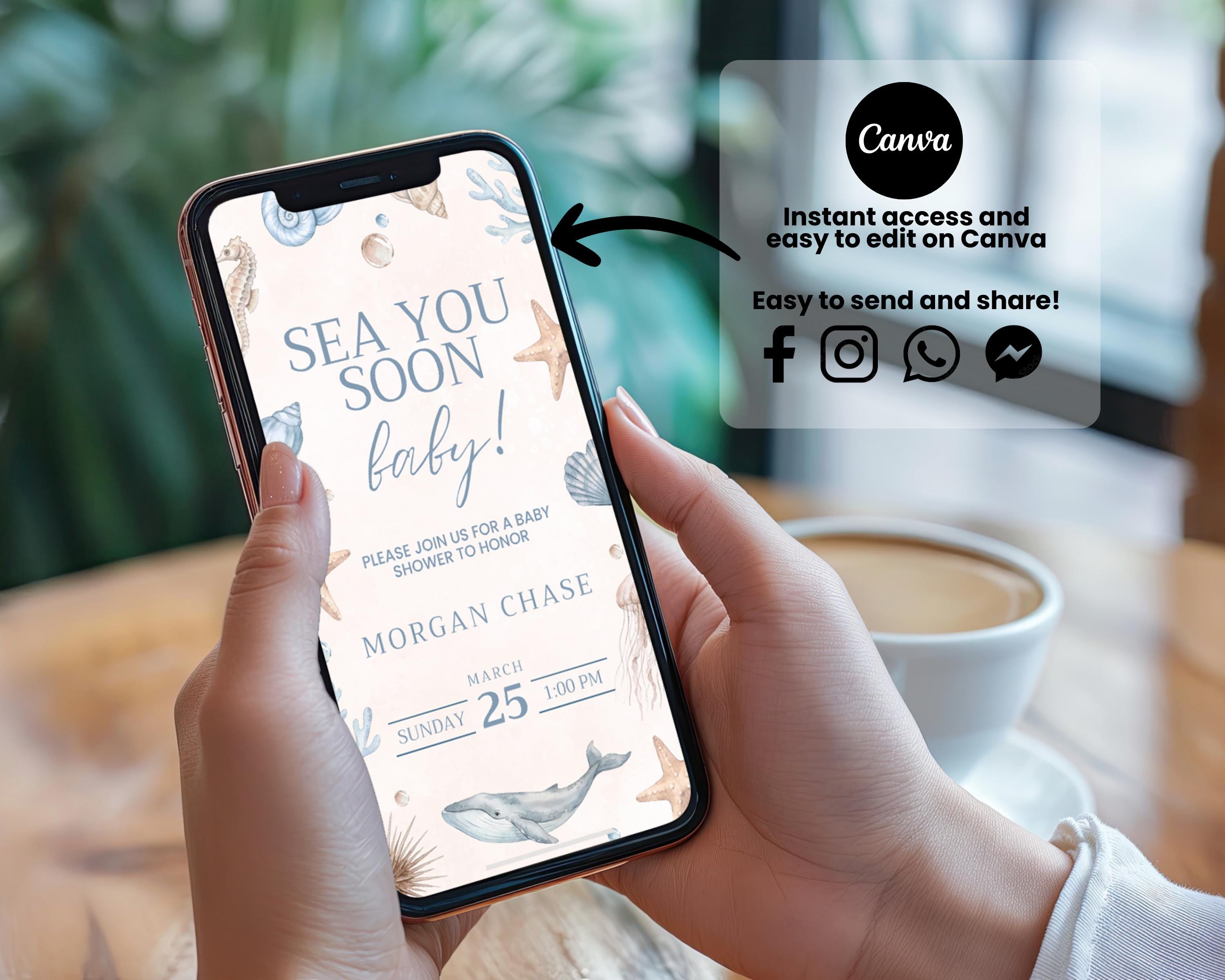 Sea You Soon Baby Shower Invitation Video | Coastal Ocean Theme ...