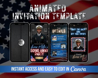 Deployment Send Off Going Away Party Invitation, Army Navy Basic Training Military Evite, Enlistment Video Invite, Farewell Party Template