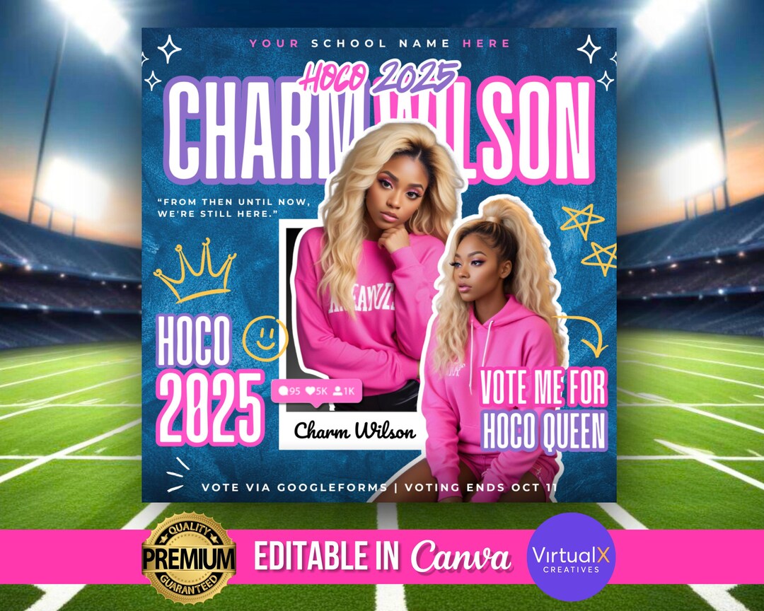 Homecoming Flyer Template, School Event Vote, Homecoming Queen Campaign