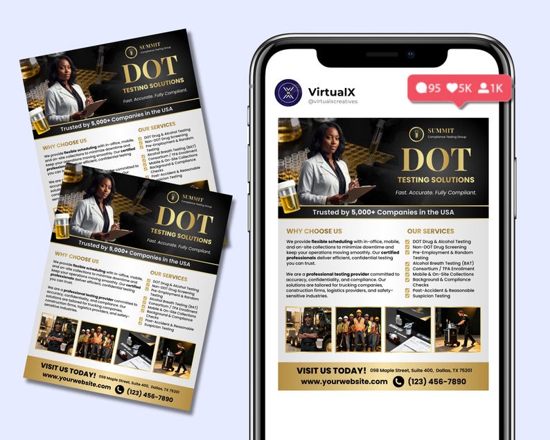 DOT Drug Testing Flyer Template | Alcohol Testing | Transportation ...