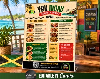 Jamaican Island Restaurant Menu Template, Caribbean Pricelist, Editable Food Truck Menu, Takeout Price List (Digital Download)