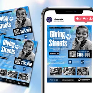 Mall för att ge tillbaka-flyer | Redigerbar affisch för välgörenhetsdonationer | Canva-mall för ideella och samhällsdrivna organisationer | Gör-det-själv-flyerdesign för insamlingar bild 3