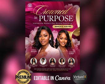 Women’s Conference Flyer Template, Annual Womens Day Flyer, International Women’s Day Church, Ministry Event Poster Editable Canva