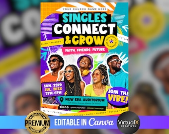 Youth Flyer Template, Singles Ministry Poster, Young Adult Church Event, Connect Group, Editable Canva Template