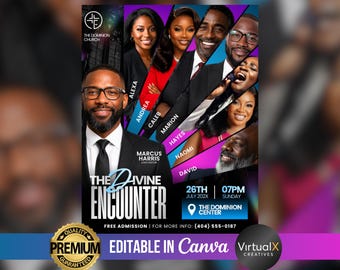 Worship Conference Flyer, Editable Church Revival, Christian Event, Guest Speaker Canva Template