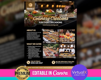 Catering Service Flyer, Catering Business Flyer Event, Editable Food Menu, Restaurant Marketing, Food Sale, DIY Canva Template Printable
