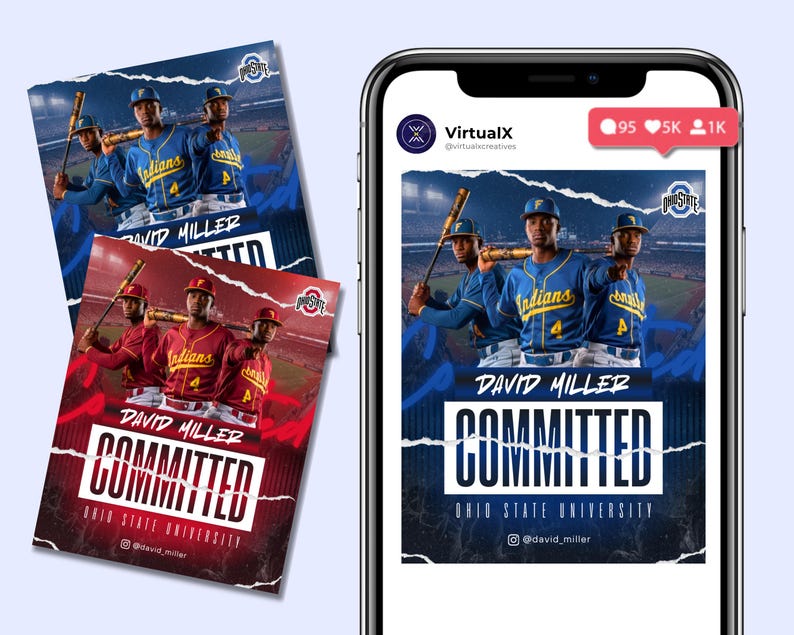 Sports Committed Poster, High School Commitment Social Media Flyer ...