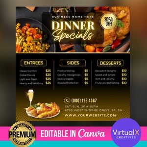 Abendessen-Angebote, bearbeitbarer DIY Flyer-Vorlagendesign, Wochenend-Abendessen-Verkaufs-Flyer, Restaurant-Verkaufs-Flyer, Chef-Flyer, Menü-marketing-Leinwand