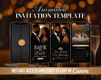 Animated Save the Date Invitation, Wedding Date Video Invite, Getting Married Digital Template, Wedding Calendar, Celebration Canva E-vite