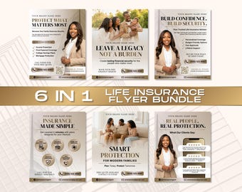 Life Insurance Agent Bundle, Financial Advisor Flyer, Investment Services, Retirement Planning, Insurance Broker Marketing Kit Template