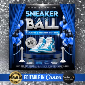Sneaker Ball Gala Flyer, Sneaker Ball Invitation, Sneaker Gala Event Flyer, Gala Invite, Birthday Party Invite, DIY Editable Canva Template