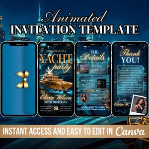 Luxury Boat Party Invitation, Editable Yacht Birthday Party Invite, Digital Cruise Video, Weekend Boat Party, Summer Event Animated, DIY