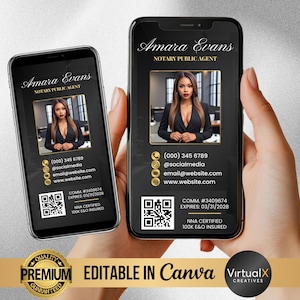 Notary Public Business Card, Mobile Notary Service, Loan Signing Calling Card, Notary Agent Business Card, Editable Template Canva Textable
