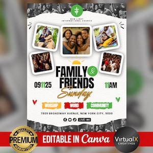 Family and Friends Day Church Flyer, Editable Church Gathering Invitation, Church Family Day Announcement, Church Event, DIY Canva Template