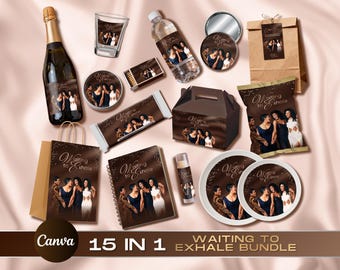 Waiting to Exhale Party Favor Bundle | 15 in 1 Canva Templates | Pajama Night Decor | Printable Party Favors | Instant Download