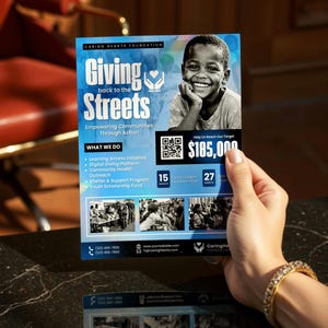 Mall för att ge tillbaka-flyer | Redigerbar affisch för välgörenhetsdonationer | Canva-mall för ideella och samhällsdrivna organisationer | Gör-det-själv-flyerdesign för insamlingar bild 5