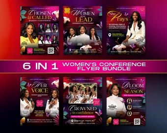 6 Women’s Conference Flyer Bundle Canva Template | Church Women Ministry Event | Women Networking Brunch | Editable Empowerment Kit