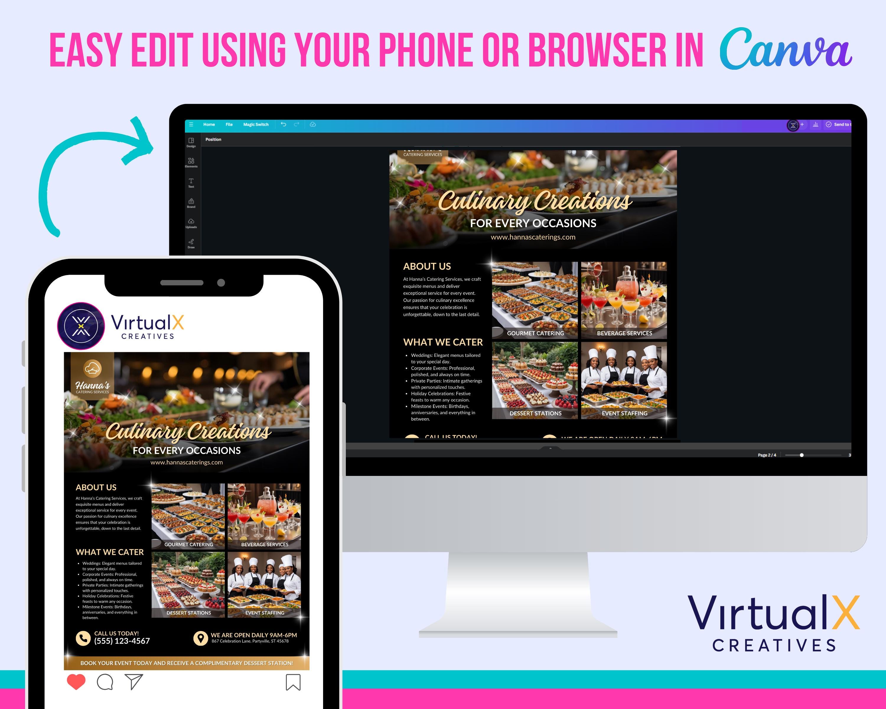 Catering Service Flyer, Catering Business Flyer Event, Editable Food ...