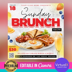 Sunday Brunch Flyer, Brunch Invitation Flyer, Event Flyer, Premade Networking Brunch Party, Chef Flyer, Brunch Event, DIY Template Design