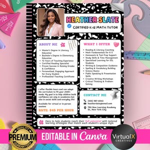 Tutoring Services Flyer, Elementary Tutor Template, Middle School Flyer, Math Tutoring Flyer, Reading Tutor, Educational Services Canva