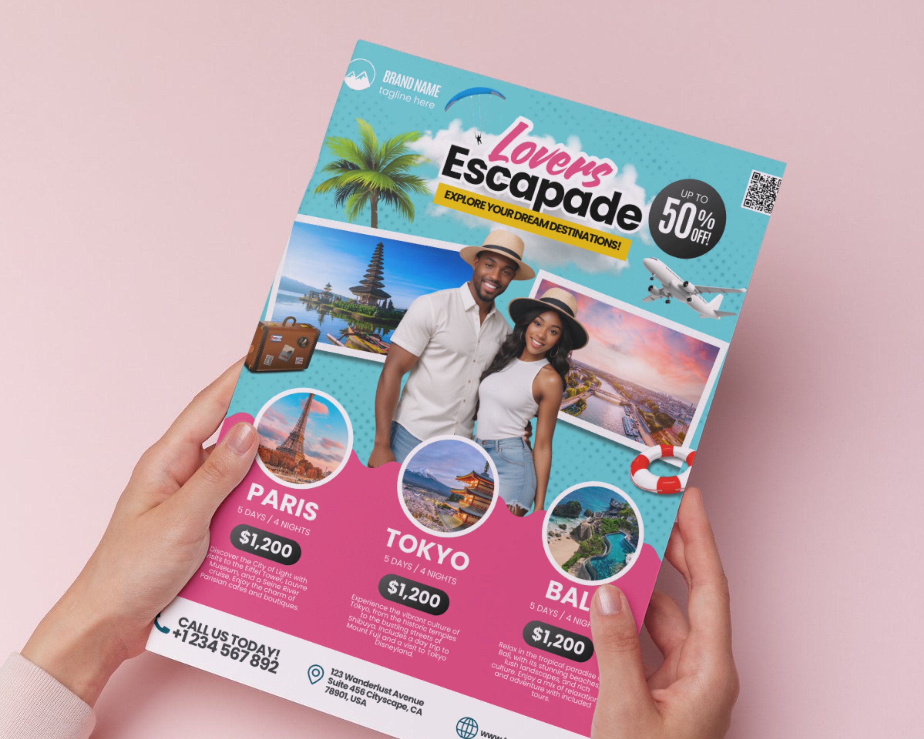Vocation Flyers Travel Agent Flyer, Travel Deals Flyer, Couple Vacation Flyer, Book a ...
