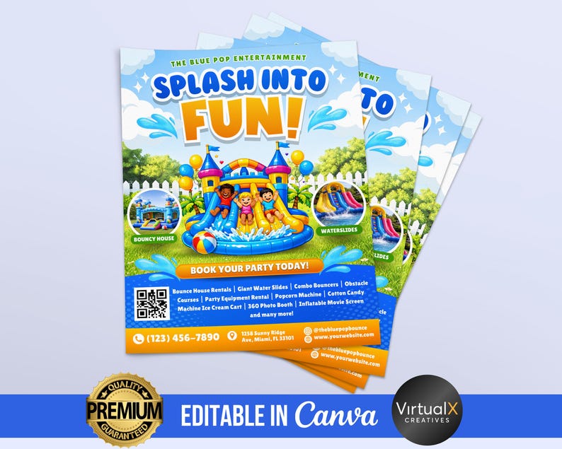 Bounce House Rental Flyer Template, Kids Party, Inflatable Rental Ad ...