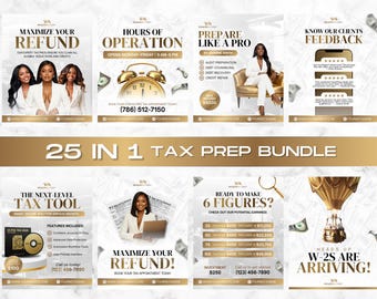 25 Tax Prep Service Flyer Bundle, Luxury Tax Season Flyers, Credit Repair, Income Tax Preparer, 2026 Accounting Services, Marketing Kit