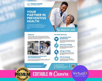 Lab Testing Flyer, Medical Laboratory Flyer, Diagnostics Clinic, Mobile Lab, Healthcare Business Printable, DIY Editable Canva Template