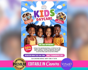Child Care Service Flyer, Editable Daycare Template, Childcare Flyer, Babysitter Flyer, Admission Flyer, Preschool Flyer, Kid Care Template