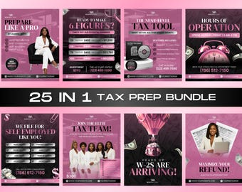25 Tax Prep Service Flyer Bundle, Luxury Tax Season Flyers, Credit Repair, Income Tax Preparer, 2026 Accounting Services, Canva Template