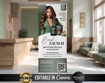 Book Launch Banner, Author Event Party Banner, E-Book Launch Template, Finance Coach, Meet the Author Retractable Pop Up Banner