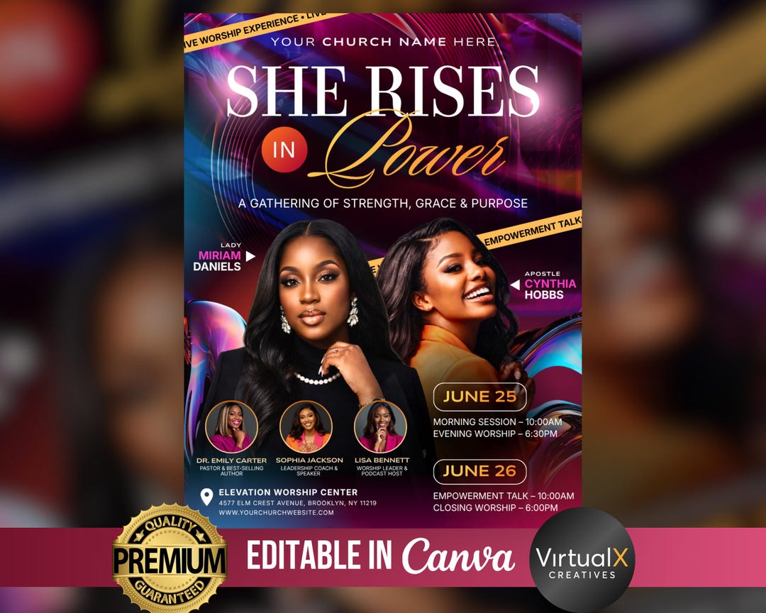 Women’s Conference Flyer Template, Church Women Retreat Program ...