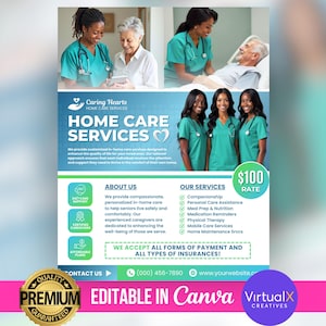 Flyer für den Home Care Service, den Flyer für Home Care Assurance, den Business Flyer, den Home Nursing Service, für den Home Care Service, für einen Nursing Home Flyer, für die Pflege