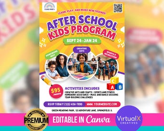 After School Program Flyer, After School Program Registration, Kids After School Workshop, DIY Canva Flyer, Camp Event Flyer, Editable Flyer