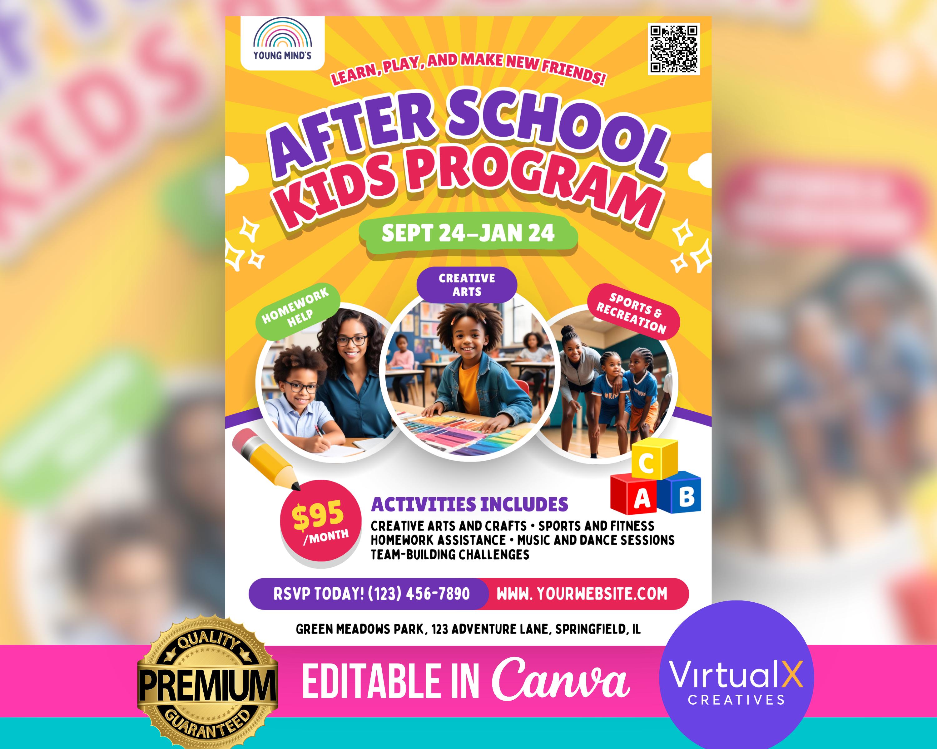 After School Program Flyer, After School Program Registration, Kids ...