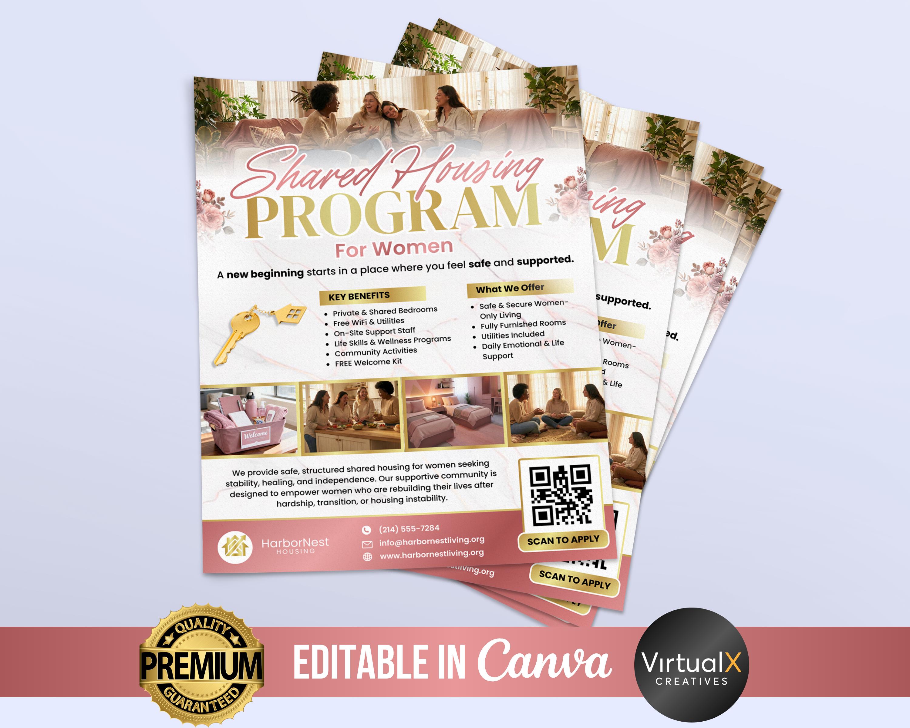 Transitional Program House Rules Posters Women Shared Housing Flyer Template | Transitional Housing Canva Poster ...