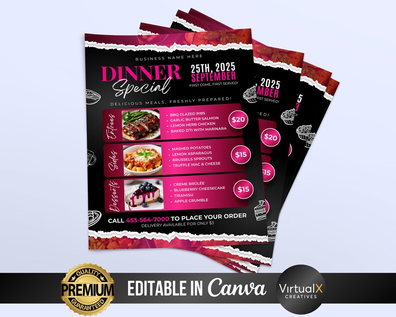 Dinner Specials Flyer Template | Sunday Special Restaurant Food Menu ...