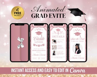 Cielito Lindo Graduation Fiesta Invitation, Mexican Talavera Invite, Pink Girl Papel Picado Video, Animated Hermoso Carino Digital Evite