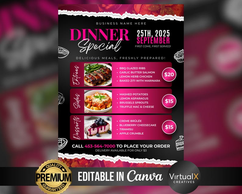 Dinner Specials Flyer Template | Sunday Special Restaurant Food Menu ...