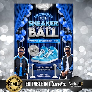 Sneaker Ball Gala Flyer, Sneaker Ball Invitation, Sneaker Gala Event Flyer, Gala Invite, Birthday Party Invite, DIY Editable Canva Template