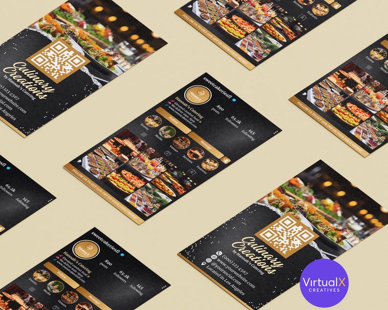 Custom Code Catering Catering Instagram Business Card, QR Card, Event Coordinator IG Calling ...