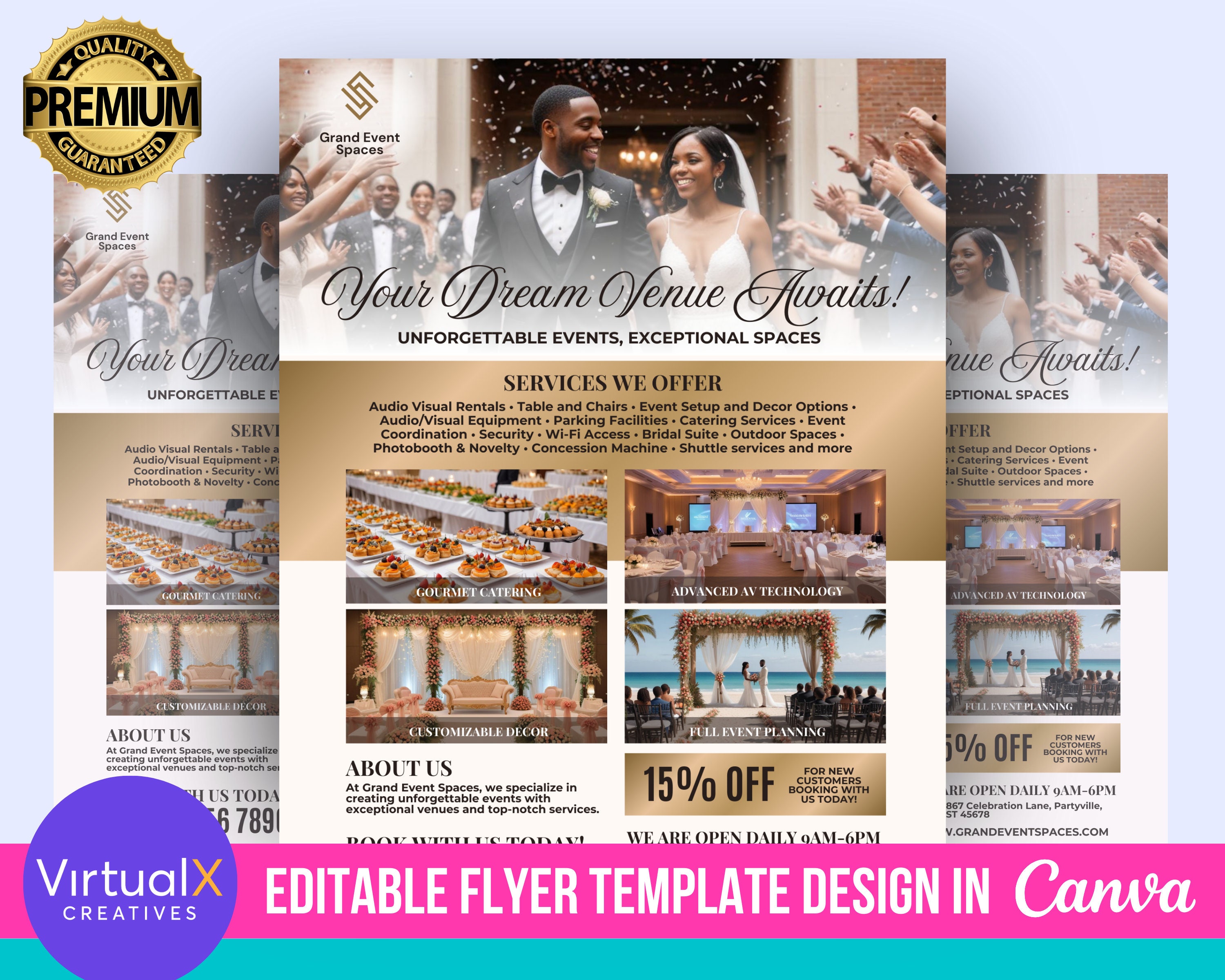 Event Rental Space Flyer, DIY Venue Rental Flyer, Party Essentials ...