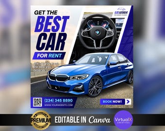 Rentner-Service-Flyer, Autoverleih-Poster, Rentner-Vorlage, Rentwagen-Business, Luxusauto-Verleih-Flyer, DIY Canva-Design