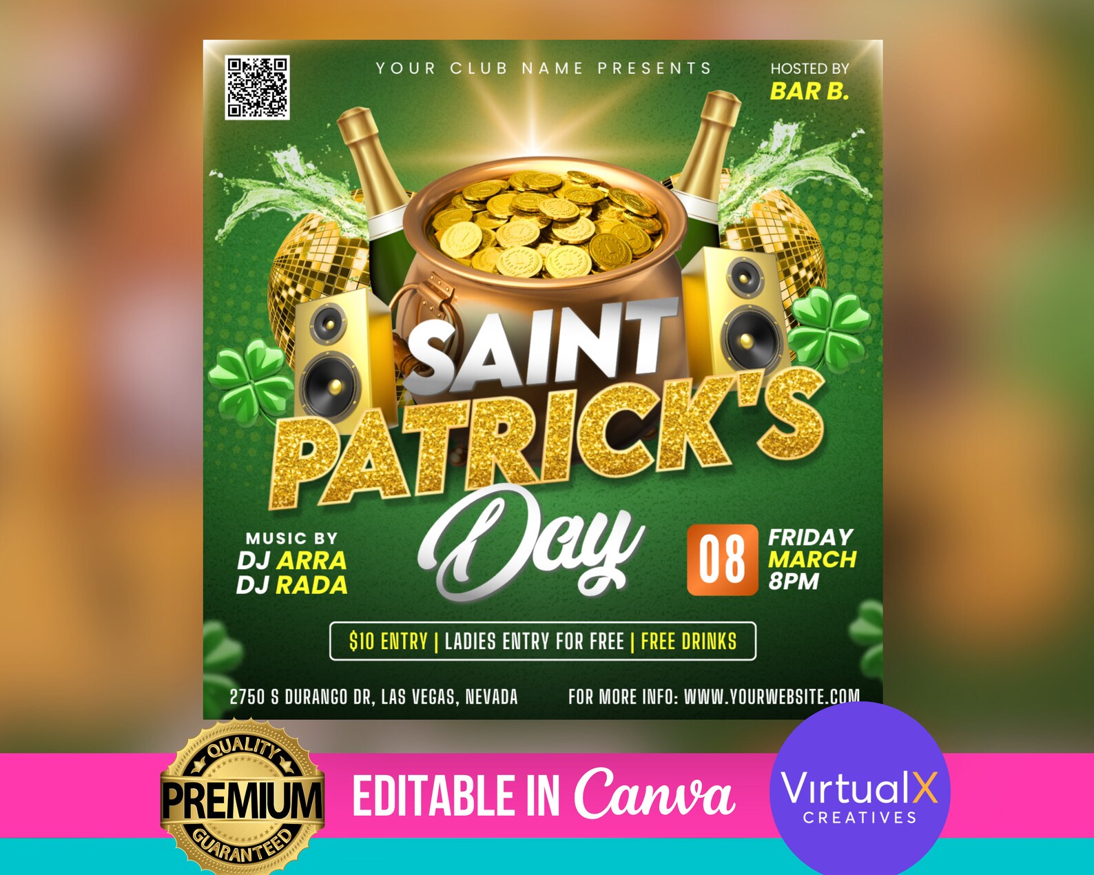 St. Patrick's Day Party, DIY Flyer Template Design, St. Patrick's Day ...