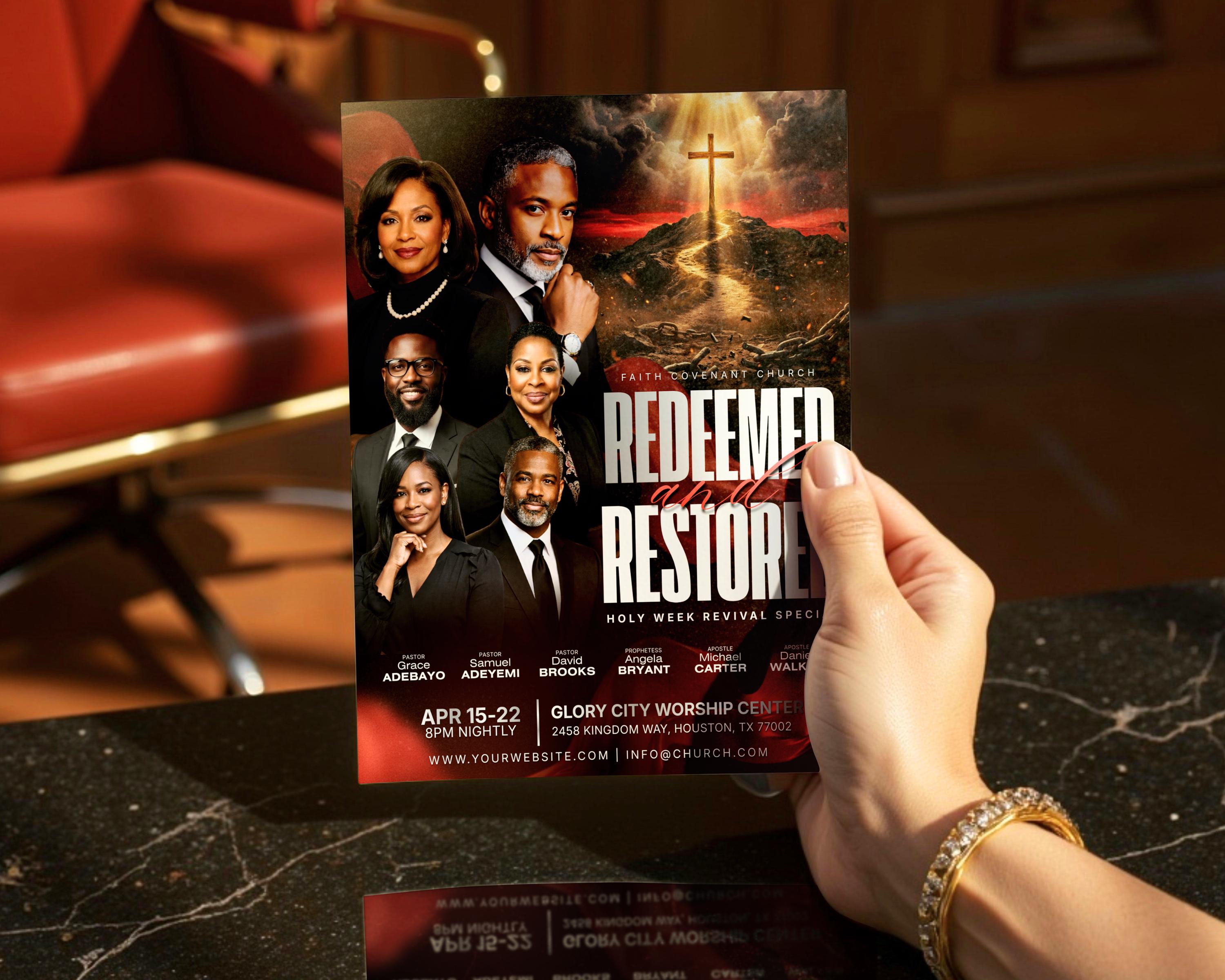 Redeemed and Restored Flyer | Holy Week Revival | Easter Event Template ...