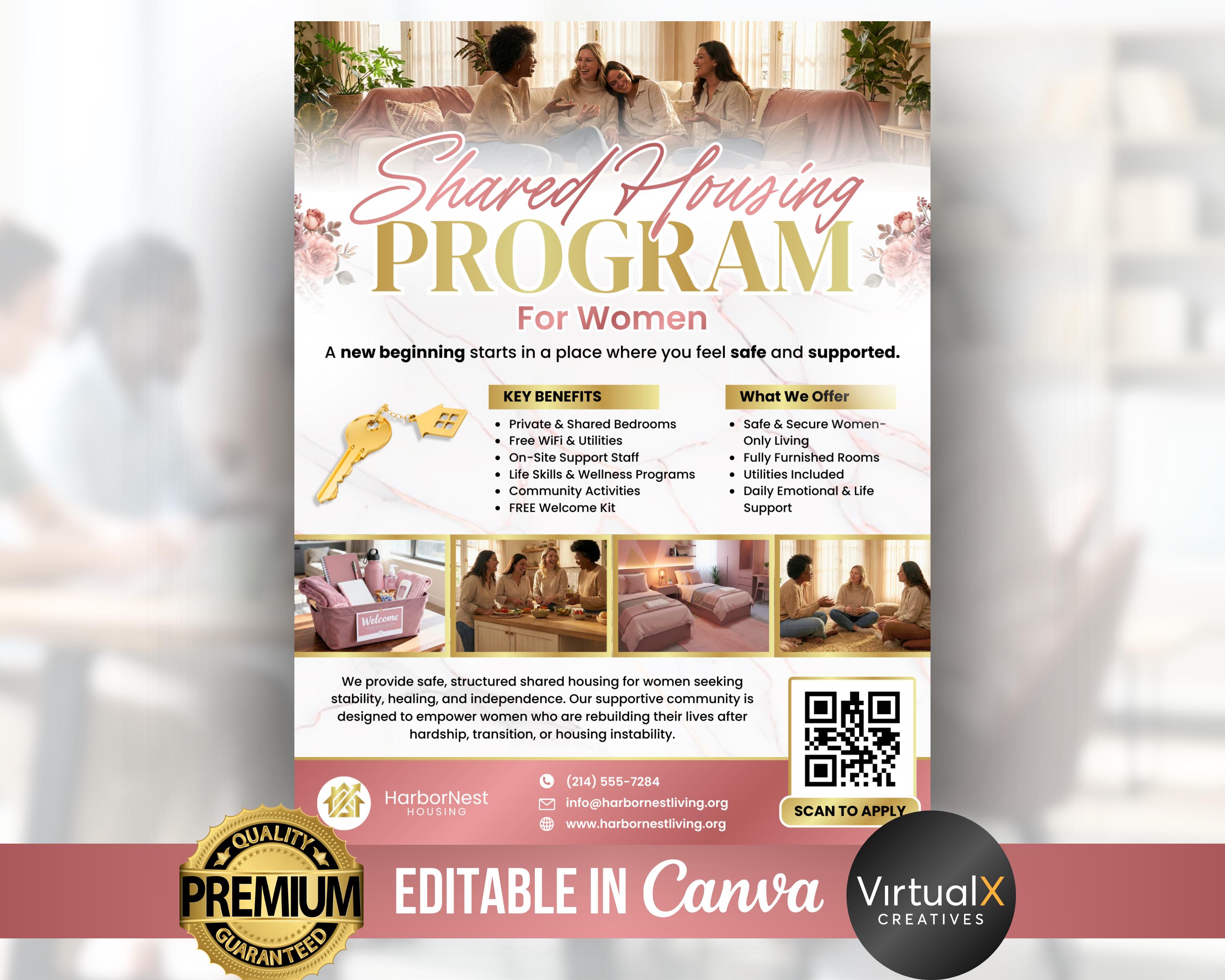 Transitional Program House Rules Posters Women Shared Housing Flyer Template | Transitional Housing Canva Poster ...