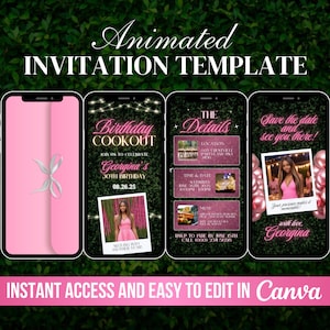Birthday Cookout Invitation, BBQ Cook Out Birthday Invite, Digital Grill and Chill, Animated Backyard Barbecue Bday Template, DIY Canva