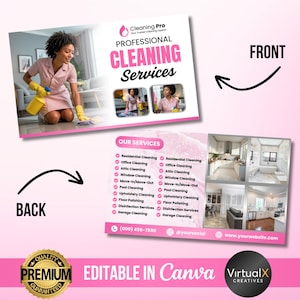 Pink Cleaning Services Business Cards, Housekeeping Cards, Professional Cleaning Calling Card, House Cleaner Marketing Cards Template DIY