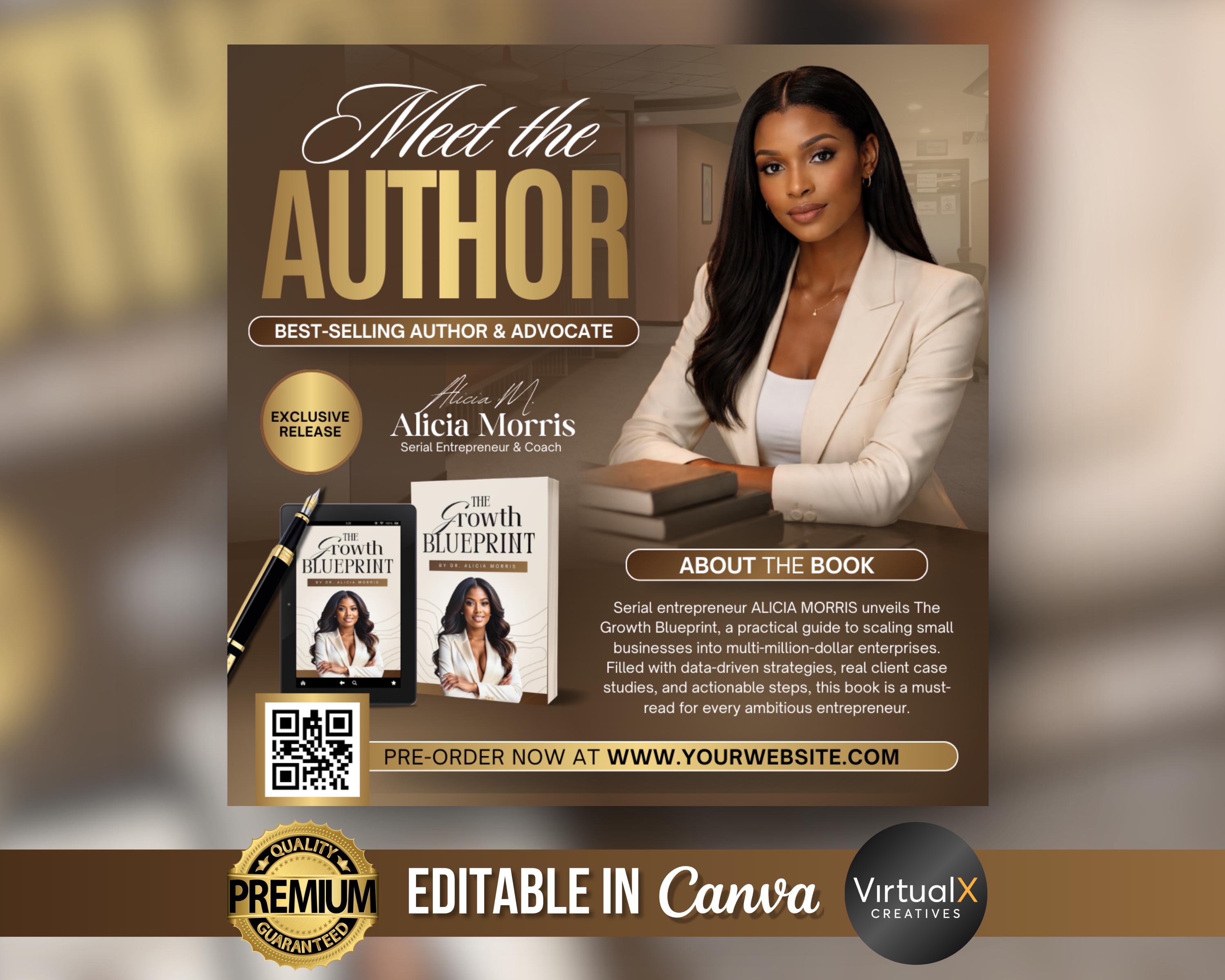 Meet the Author Flyer | Launch Party Invitation | Book Release Event ...
