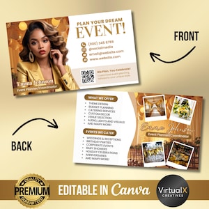 Event Planner Business Cards, Events Business Card, Party Planner Calling Card, Professional Decorator, Event Services Card, DIY Template